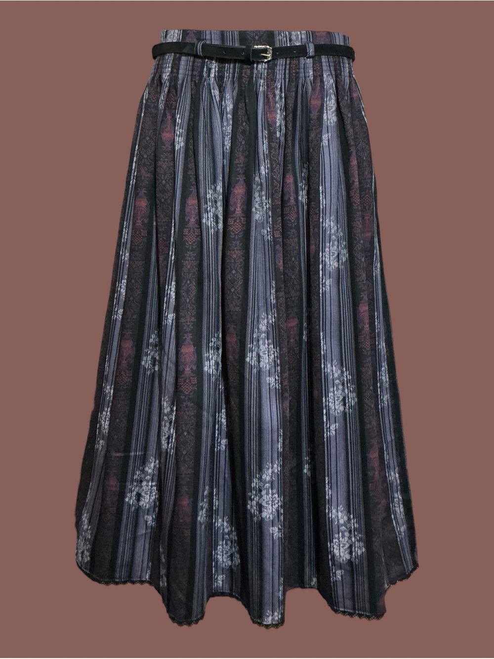 Vintage C&A Alpen Trachten Pleated Folk Skirt Belted Size 38